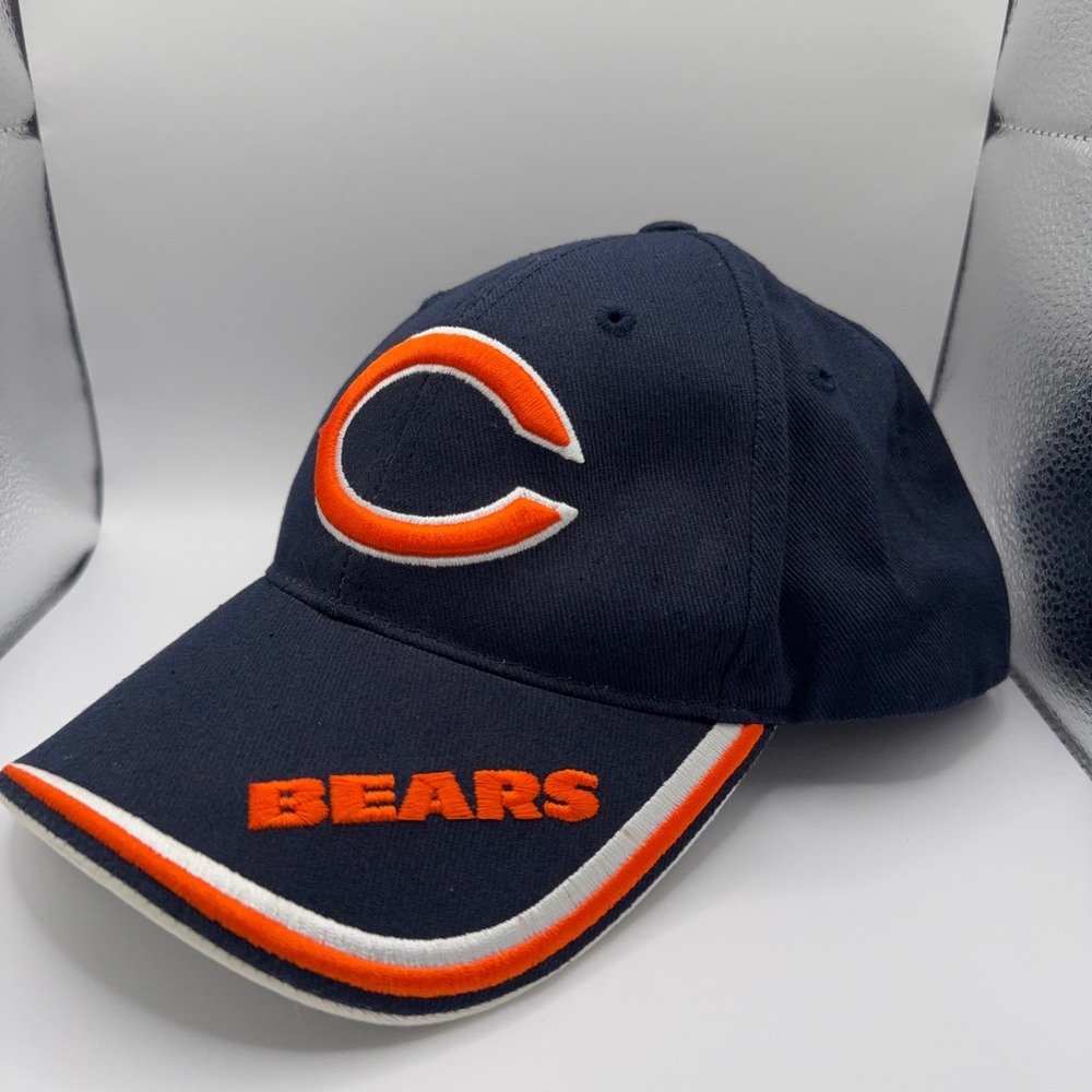NFL Team Apparel Chicago Bears Hat Navy Blue Orange Adjustable Cap OSFM